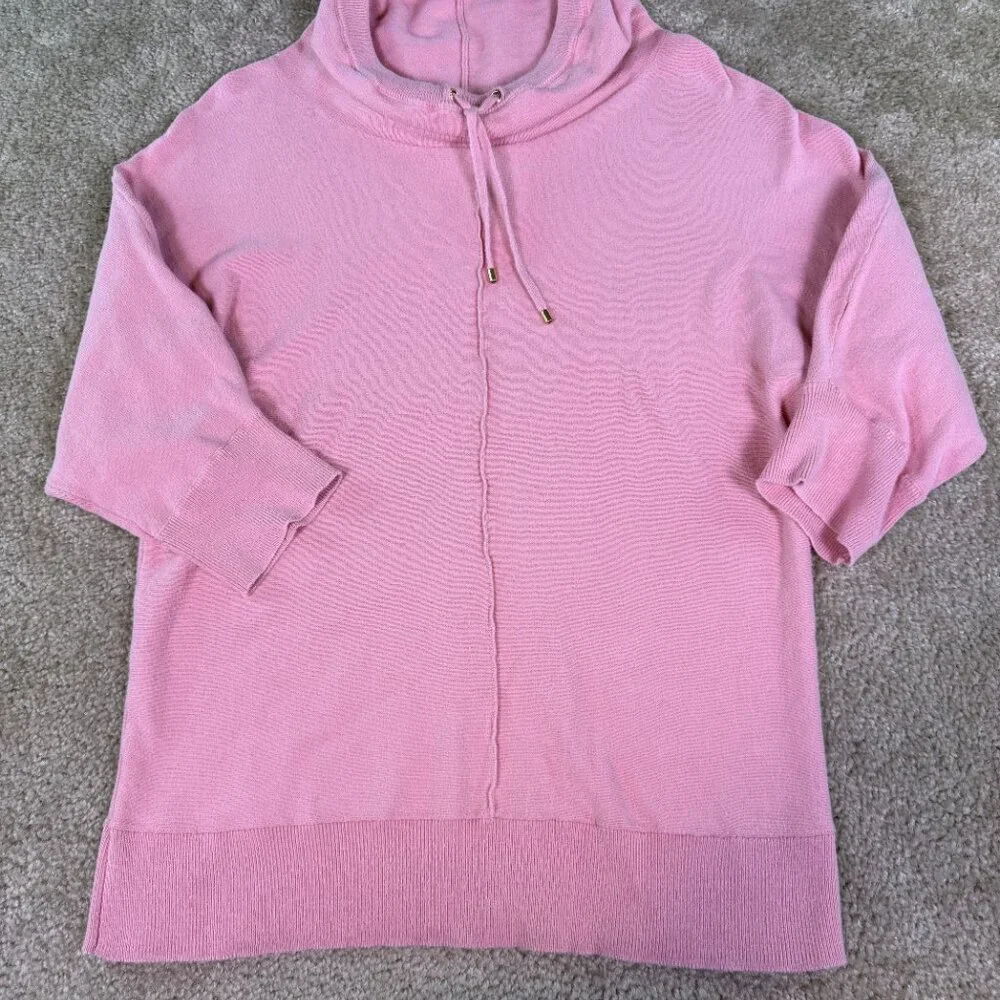 Jones New York Signature Women Sweater Size L Pink Cowl Neck Cotton Cozy E529 - Picture 2 of 11
